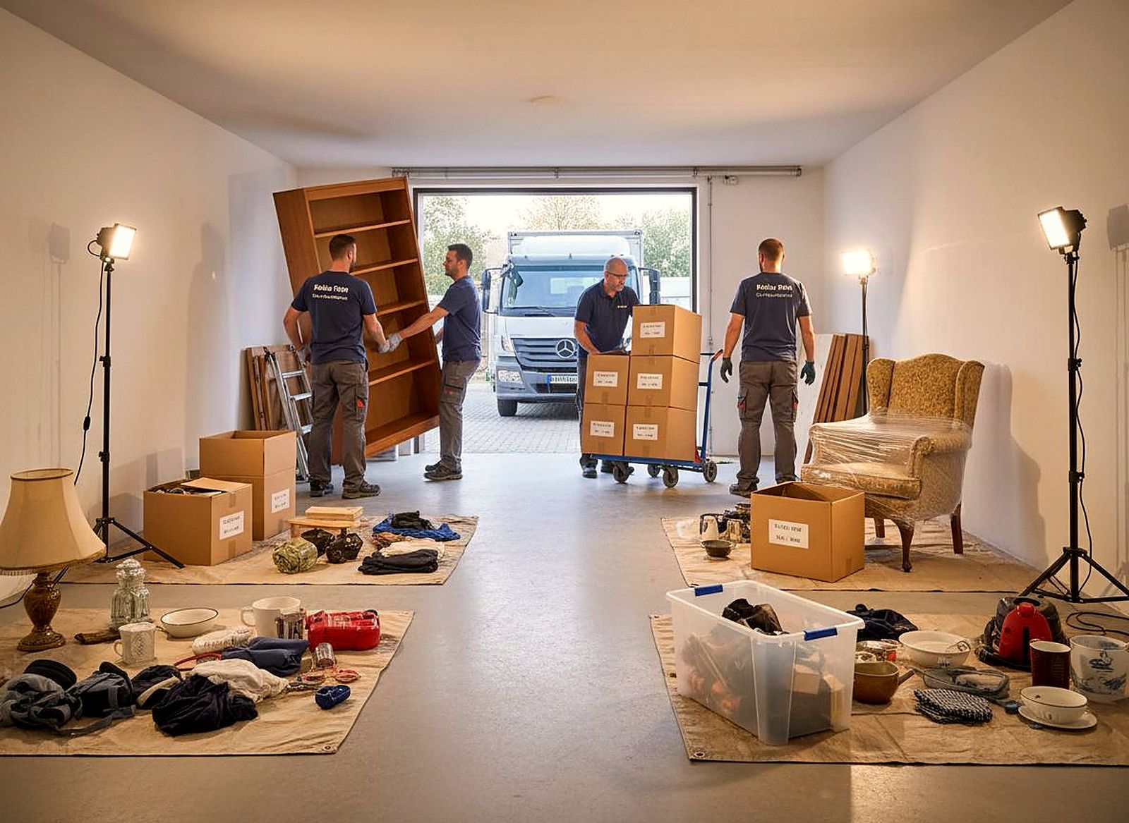Entrümpelungsteam räumt eine Garage aus